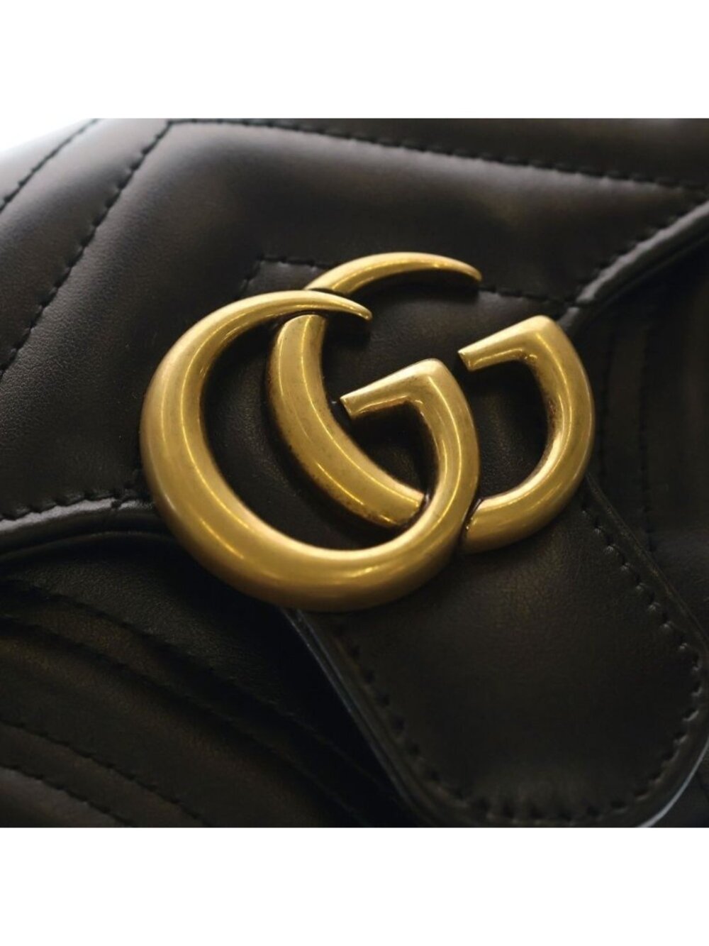 Gucci GG Marmont Chain Mini Shoulder Bag Black Leather Gold - Picture 5 of 6